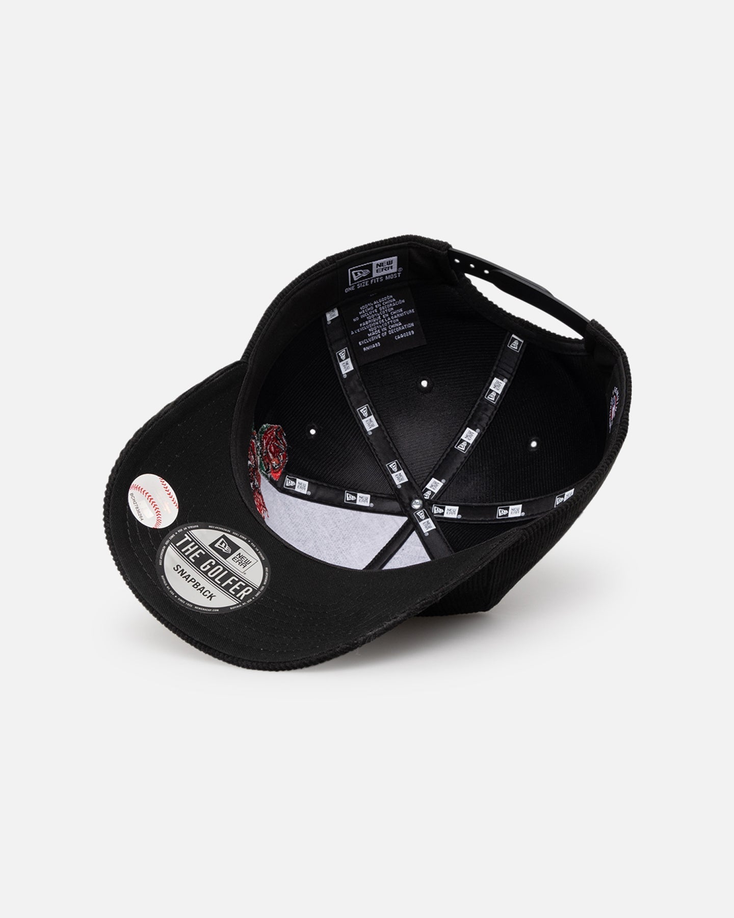 New Era New York Yankees 'Corduroy Roses' Golfer Pre-Curved Snapback Black Corduroy/White