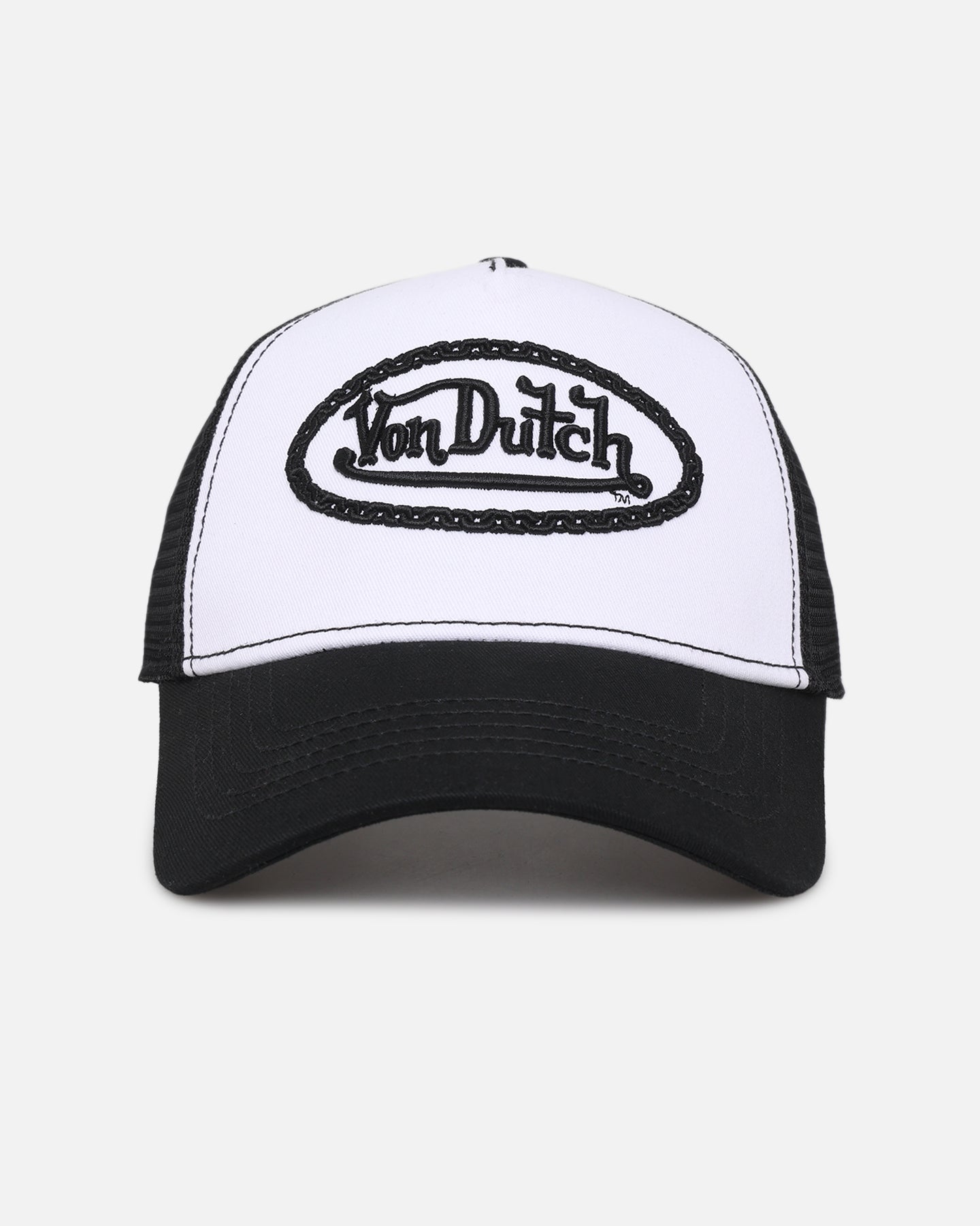 Von Dutch Unisex Trucker Snapback Hat Black/White