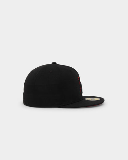 New Era Los Angeles Dodgers "Scarlet Bottom" 59FIFTY Fitted Black/Scarlet