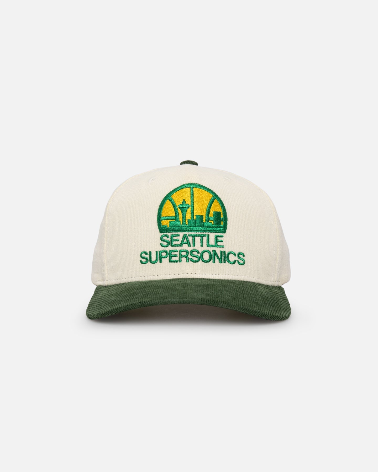 Mitchell & Ness Seattle SuperSonics Go Team Go OG Corduroy Snapback Light Cream/Green