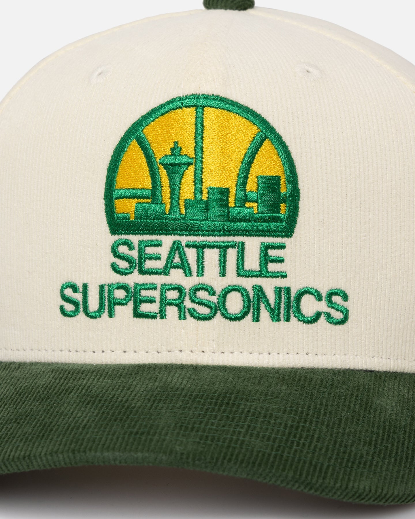 Mitchell & Ness Seattle SuperSonics Go Team Go OG Corduroy Snapback Light Cream/Green