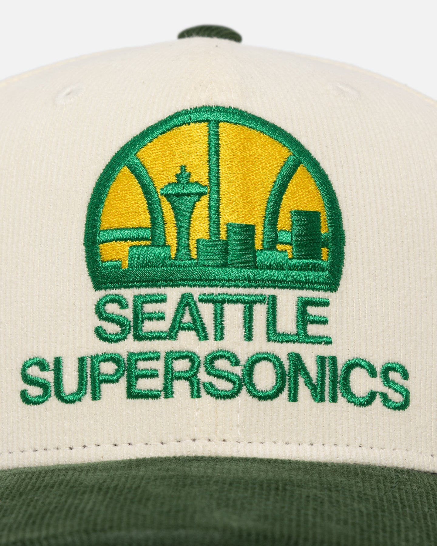 Mitchell & Ness Seattle SuperSonics Go Team Go OG Corduroy Snapback Light Cream/Green