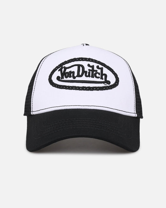 Von Dutch Unisex Trucker Snapback Hat Black/White